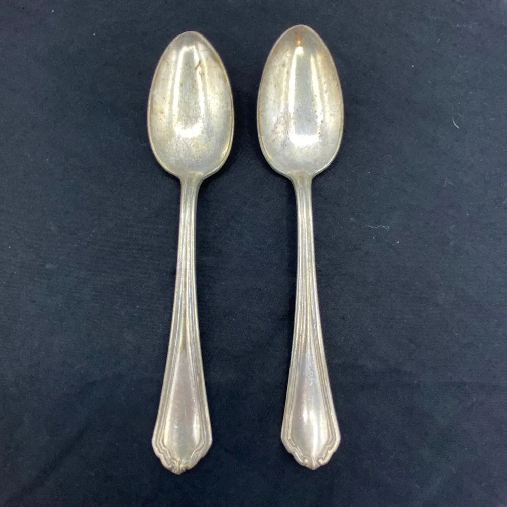 Vintage J. Rogers & Co 6in Teaspoons Silver Plated Anchor XII Set of 2 Silver